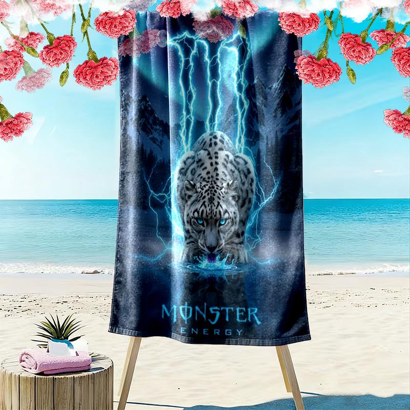 Логотип Напитка Monster Energy Пляжное Полотенце Пляжное Полотенце Для Фотографий В Отпуске Пляж Морской Берег Бассейн На Открытом Воздухе Полотенце Для Бассейна Пикник На Открытом Воздухе Пляжный Коврик Комфорт Мода