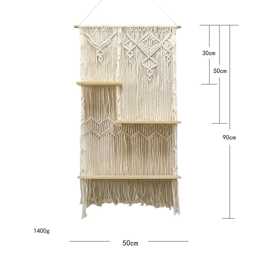 Настенная подвесная полка в стиле макраме, настенные полки, 3-х уровневая вешалка, декоративный органайзер, стойка для домашнего хранения