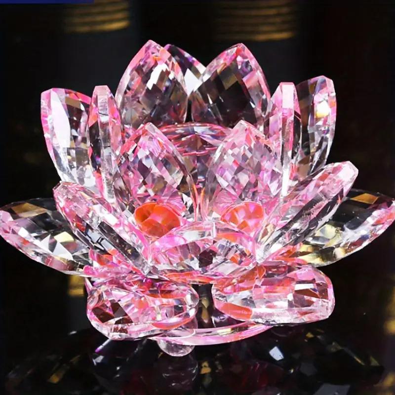 1PC Multi-Colored Glass Home Lotus Decor Exquisite Crystal Lotus Decorations Party Ornament Transparent Table Centerpiece Wedding