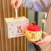 Creative Cartoon Polka Dot Bear Mug Girlfriend Girl Gift Box Ceramic Cup with Lid Spoon Birthday Gift Souvenir
