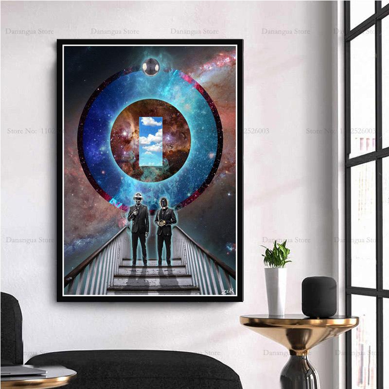 Абстрактный Daft Punk Диджей Музыкальная Звезда Произведение искусства Легенда Современные Принты Плакатов Настенное Искусство Холст Живопись Картинка Фото Подарок Комната Домашний Декор