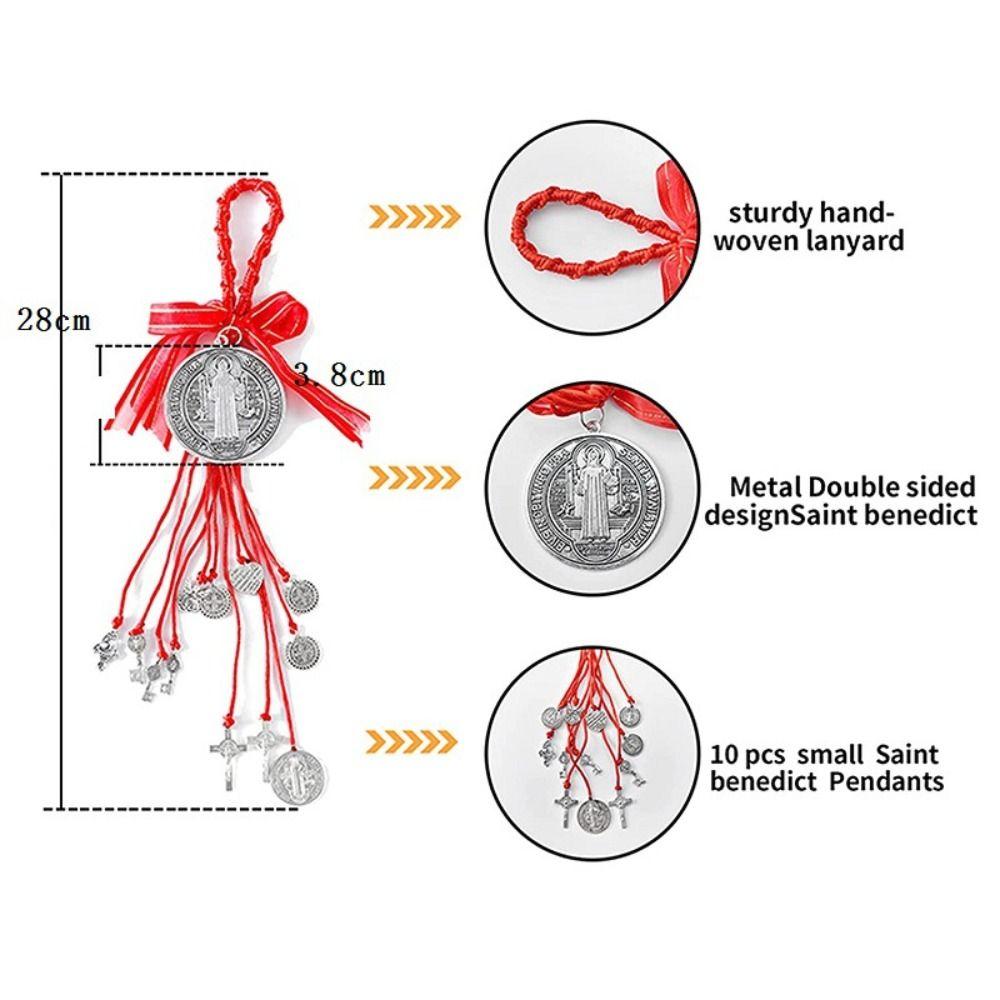 Винтажный кулон-медальон Святого Бенедикта Молитвенный сплав Католические подвесные украшения Благословение Католический Сан-Бенито Медаль Крест