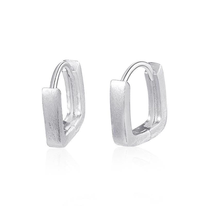 Hollow Sand Surface Square Ear Buckle Fashionable Cold Wind Versatile Metal Feeling Earrings Brushed Matte Geometric Earrings