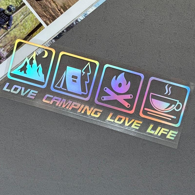 CANPING LOVE LIFE Наклейки для кемпинга на автомобиль Wilderness Campfire Adventure Car Decoration Stickers Coffee RV Off Road Водонепроницаемые