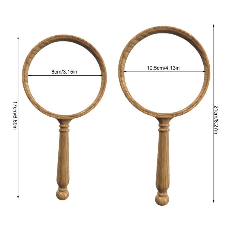 652F Aspherical Glass Magnifier 10X Magnification with Retro Wooden Handle Comfortable Reading Aid Gift for Senior