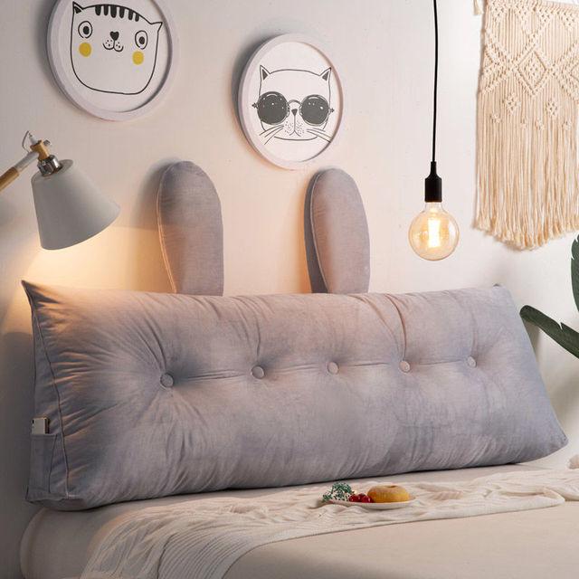 Large Soft Velvet Backrest Pillow Solid Bedside Cushion Removable Plush Seat Cushion Back Support for Couple