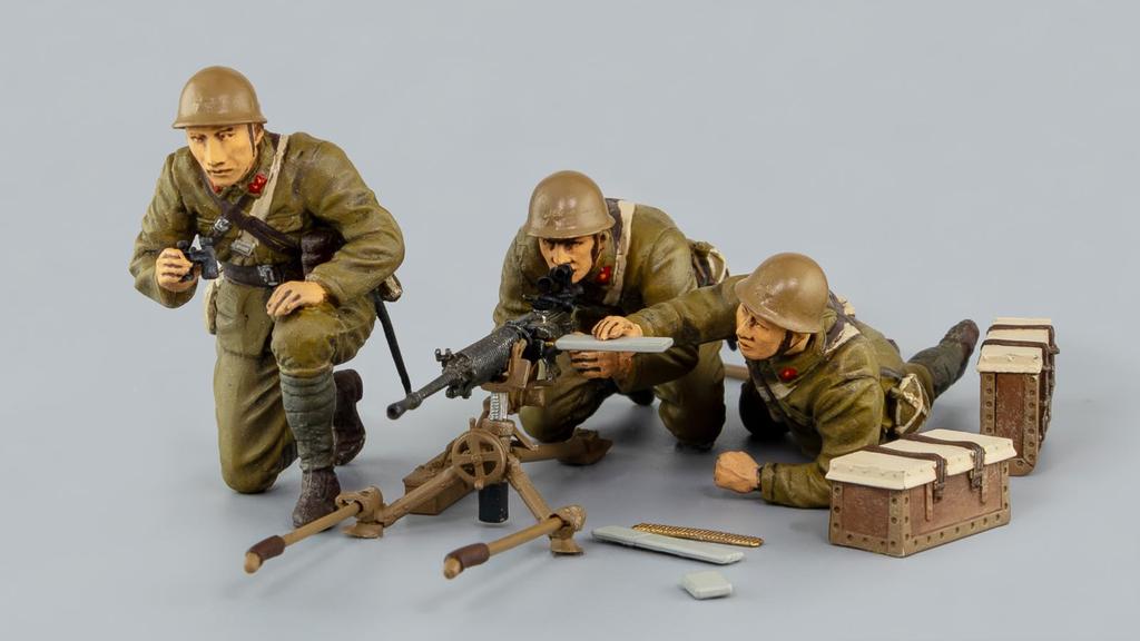 Pit-Road 1/35 Серия Grand Armor Японская армия Тяжелый пулемет Тип 92 Пластиковая модель-конструктор с 3 фигурами пулеметчиков G39 (военный)
