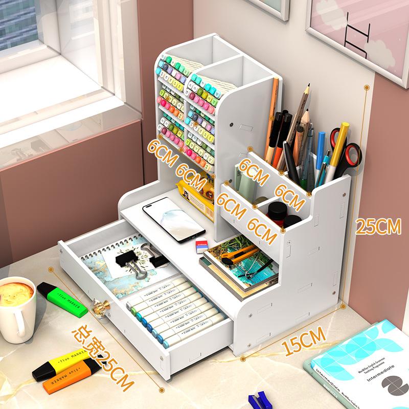 File Storage Box Multi-Layer Bookshelf Office Supplies File Box with Pen Holder Book Stand Shelf A4 Desktop File Shelf