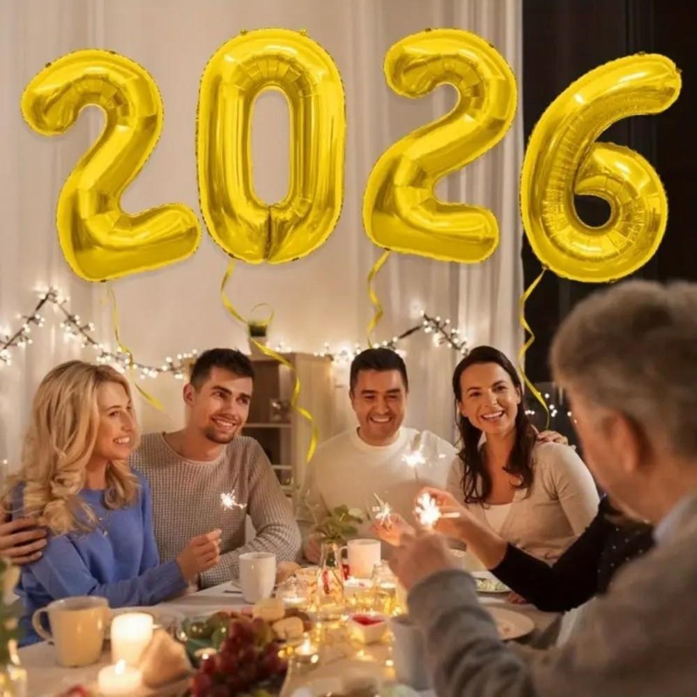 С Новым Годом 2026 Воздушные Шары-Буквы Праздничные Украшения Декор на Новый Год Разноцветные Фольгированные Шары Товары для Вечеринки Надувные