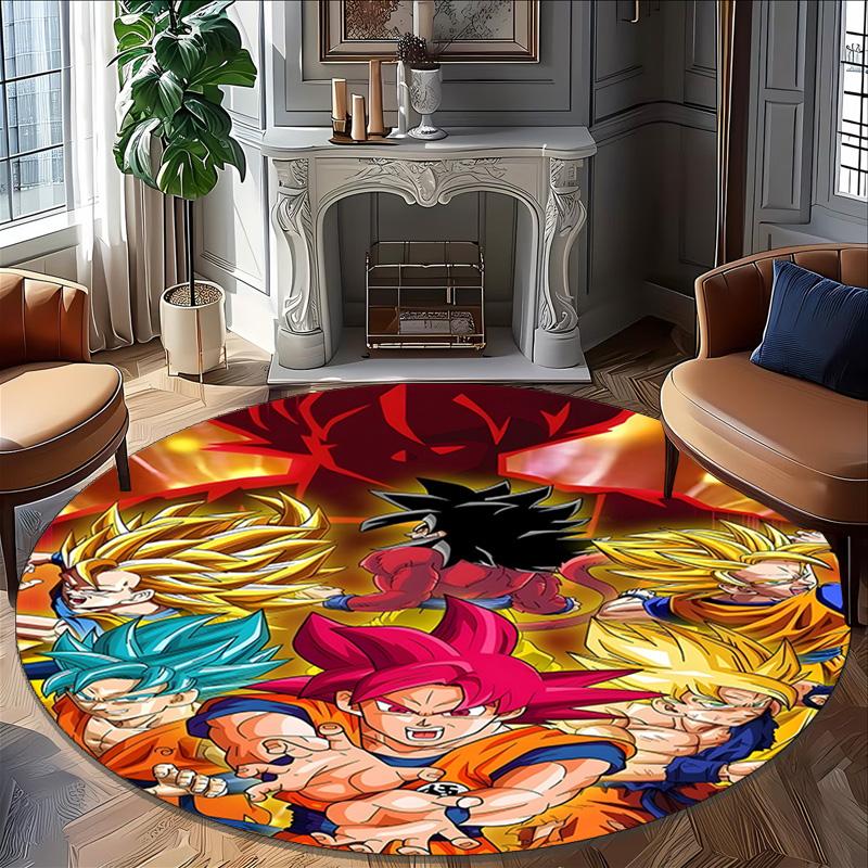 1pc Dragon Ball1 Print Round Carpet Chair Round Carpet Suitable for Bedroom Living Room Home Decorative Carpet