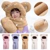 Adult Winter Teddy Bear Hat Scarf Integrated Ear Hat