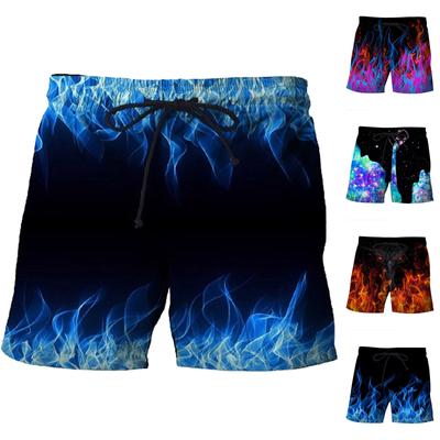 Пляжные брюки Flame, летние мужские и женские шорты с 3D рисунком, дышащие спортивные штаны для плавания с забавным принтом, мужские