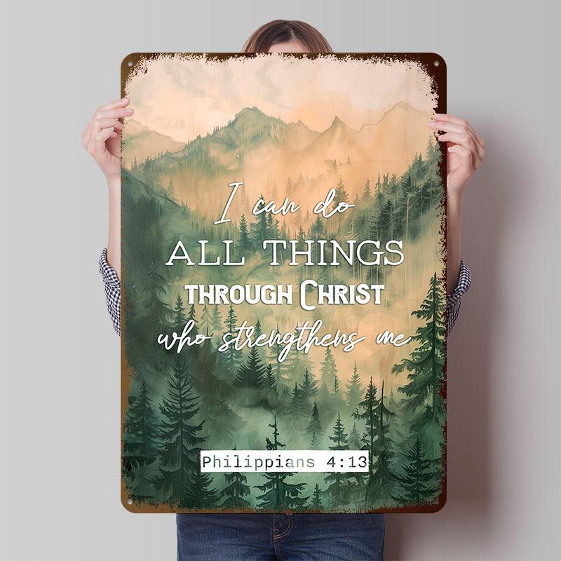 I Can Do All Things Printed Poster Customized Retro Wall Art Vintage Metal Tin Signs for Home Gaming Room Decoration Aesthetic