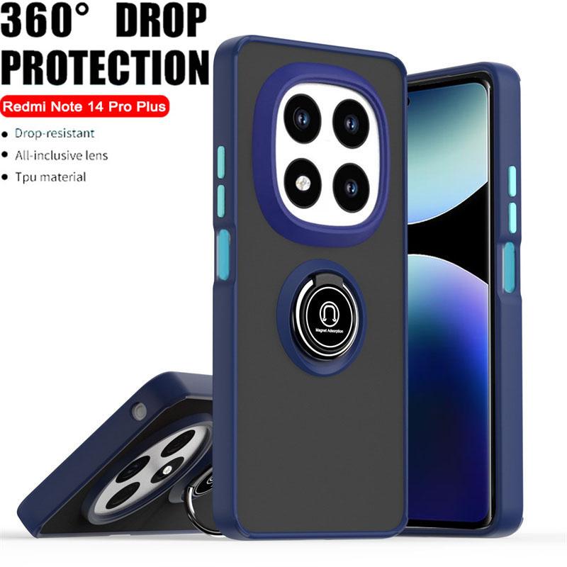 Чехол Armor Matte Magnetic для Xiaomi Redmi Note 14 13 8 Pro Plus 12 Turbo 10 8T 5G Ring Holder Phone Cases Redmi 14C 13C Cover