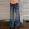 American Retro High Street Spicy Girls Low Waist Jeans Women Vintage Y2k Harajuku Baggy Solid Slim Denim Flared Pants