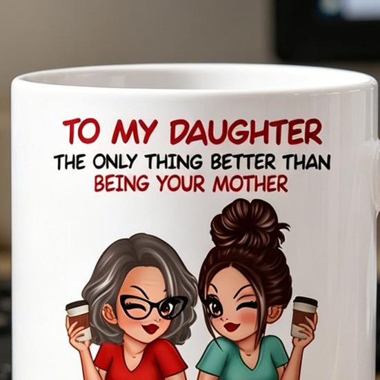 Ceramic Mug for Daughter Personalized Coffee Cup with Non-Slip Handle High-Temperature Fired Multi-Use Gift for Mother's Day Birthday