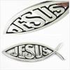 3D Car Sticker Silver Jesus Fish Emblems Christian Symbol