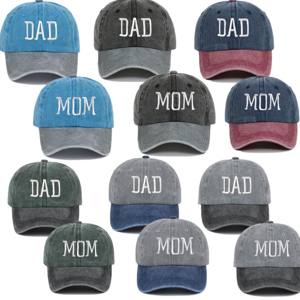2pcs/set Washed Cotton Couple Mom Dad Baseball Cap Adjustable Sun Hat Vintage Dad Hat For Man Women