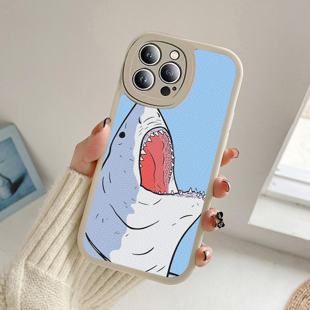 Новый чехол для телефона «Ухмыляющаяся акула» для Iphone 14 13 11 12 Pro MAX 13 12 MiNi 7 8 14 plus X XS XR Чехлы из кожи ягненка с изображением акулы