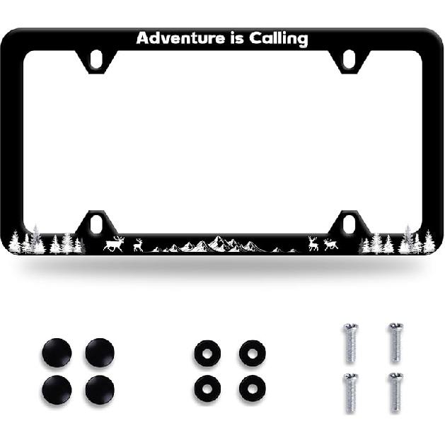 n Flag Eagle License Plate Frame Patriotic Eagle License Plate Colorful Stainless Steel Auto Parts Funny License Plate Decoration with Screws Size