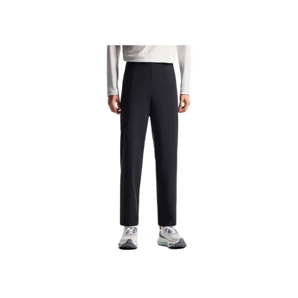 Anta Champion All-Weather Series Solid Color High-Waisted Breathable Versatile Straight-Leg Knitted Sports Pants Men Bottoms Basic-Black 152430305-1