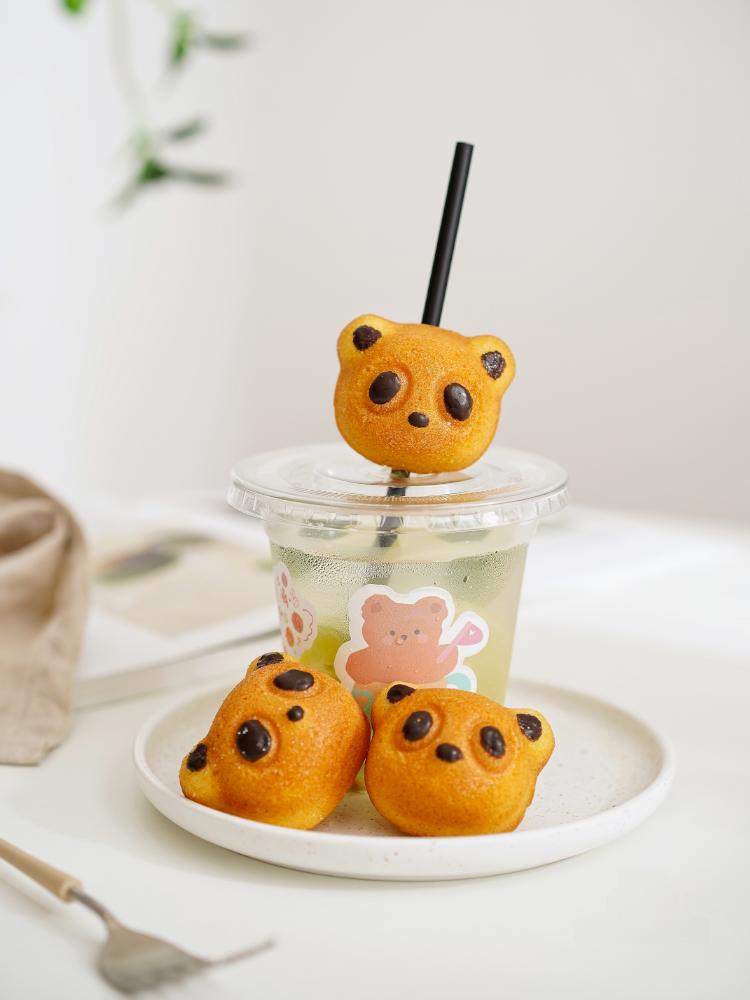 Chiyoda 8-Cavi Cartoon Panda Madeleine Baking Tray 3D Bear Cake Mold Chinese Sle Pure Color Kitchen Baking Utensils