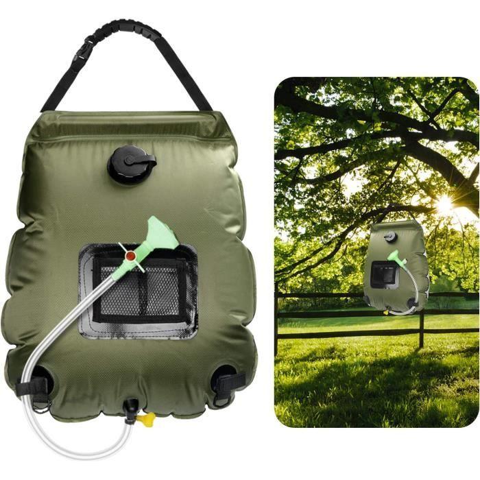 Douche solaire de camping - 20 l - Indicateur de température - Portable - Durable et étanche