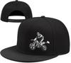 Кепка Snapback с изображением скелета на питбайке, Полиэстер, Прямой козырек, Кепка-тракер, Регулируемый головной убор для улицы