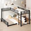 L-shaped Metal Bunk Bed 90x200 over 140x200, Black