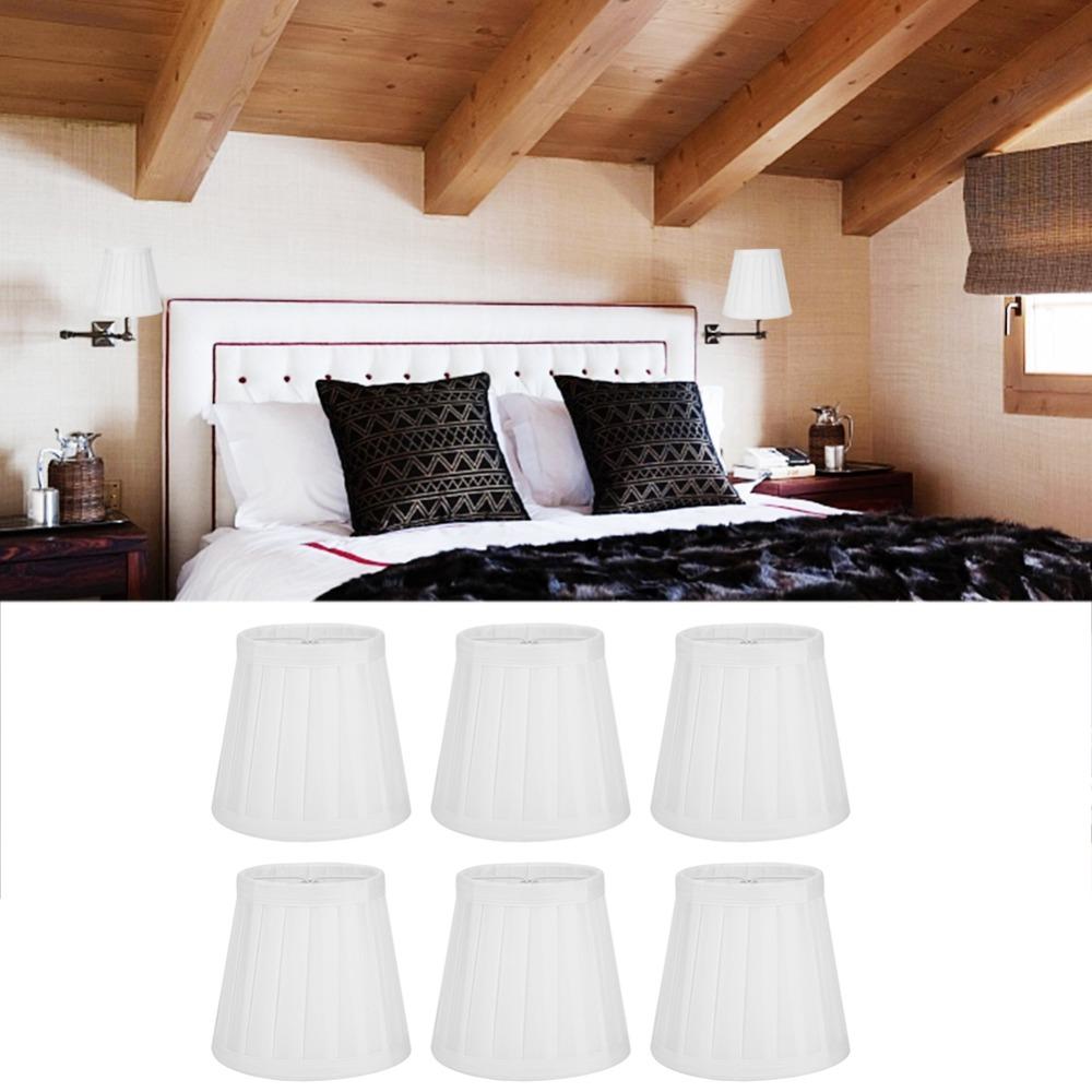 6PCS Fabric Small Replacement Lamp Covers Clip On Pleated Lamp Shade Drum Lamp Shade  Ceiling Light