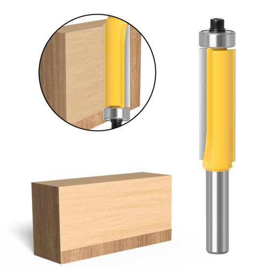 Фреза с заподлицо с подшипником, предотвращающая вырыв, круглый хвостовик, направляющая шаблона 8 мм