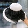 Summer Fashion Lace Mesh Bucket Hats Women Patchwork Retro Formal Hats Casual Elegant Bow Sun Hats