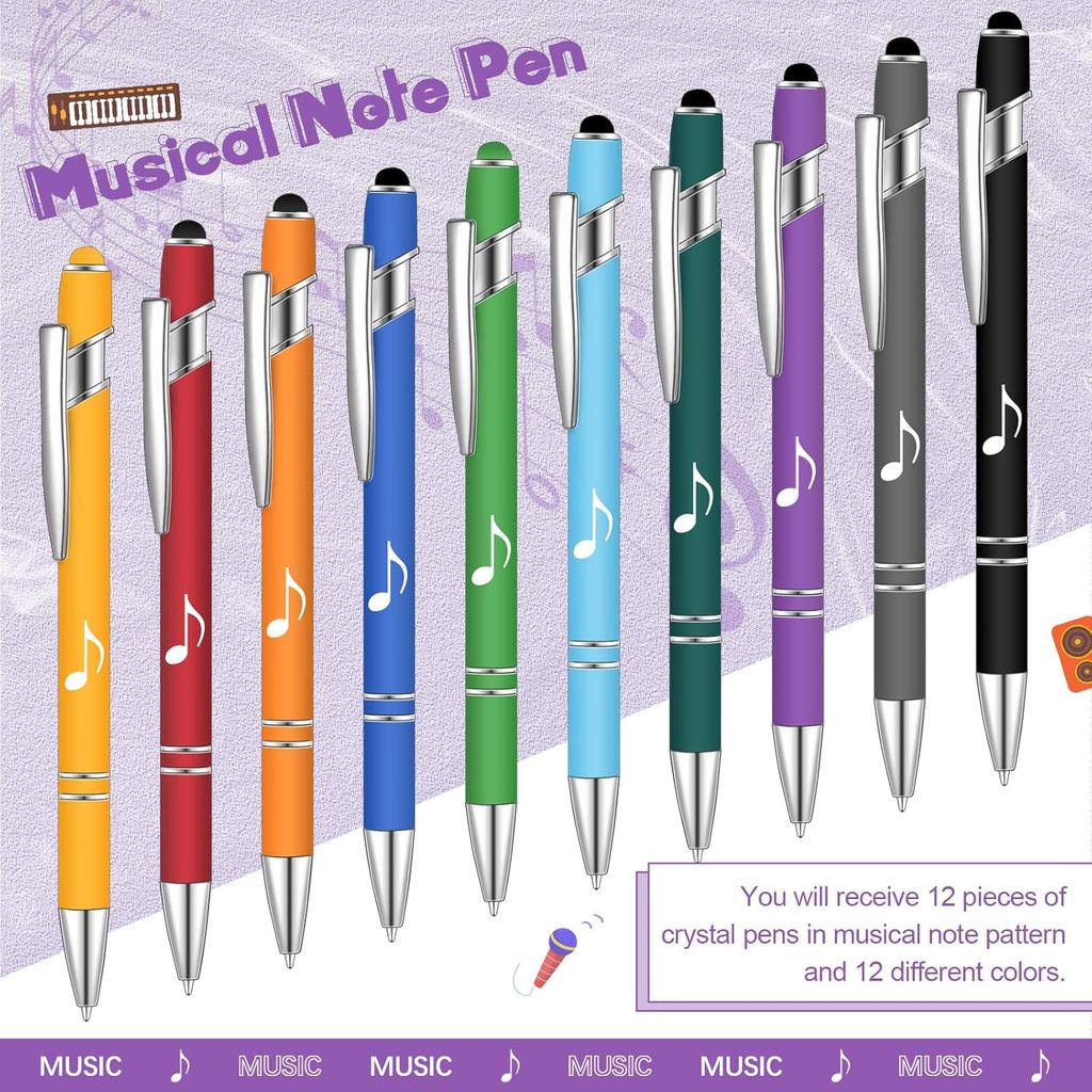 Teling 20 штук шариковых ручек в виде нот, забавных стилусов-шариковых ручек, выдвижных, для сенсорного экрана, подарок коллеге