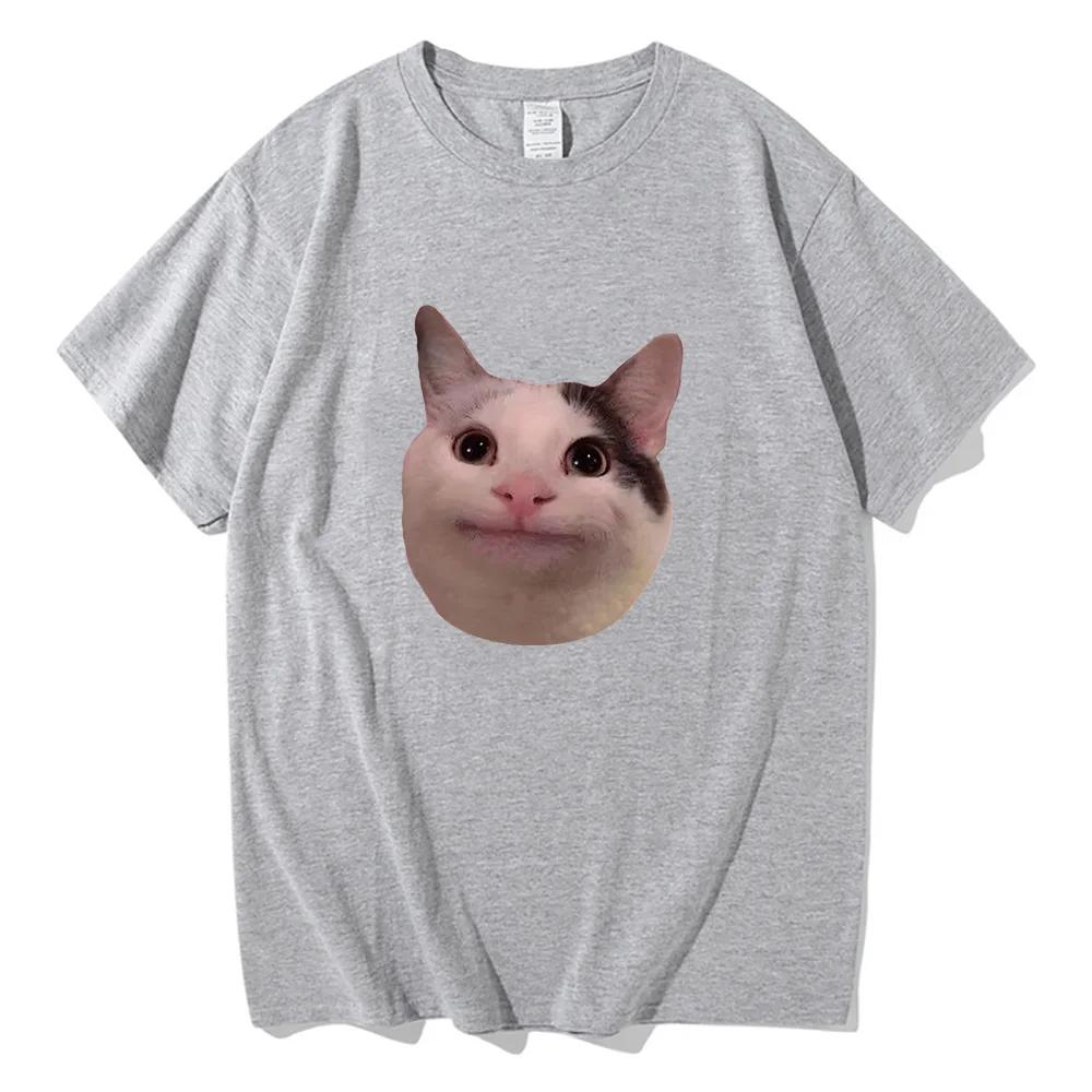 Женская футболка с коротким рукавом в стиле кошачьего мема с забавными узорами, удобная и мягкая повседневная футболка, забавная футболка для ежедневной носки
