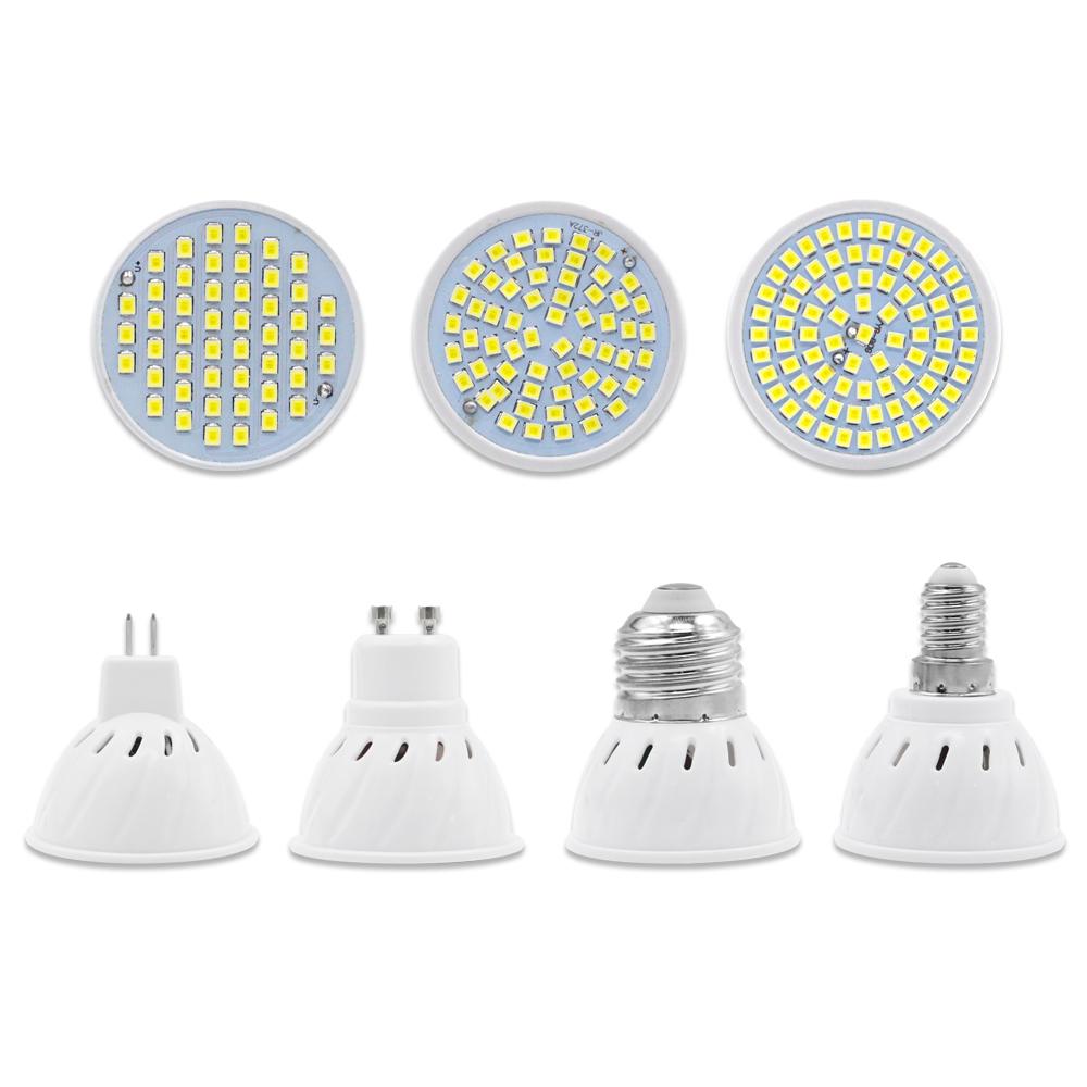 10pcs/lot E27 GU10 LED Lamp MR16 E14 220V SMD2835 48Leds Lamparas LED Spotlight Bulb Chandelier Ceiling Cold Warm White
