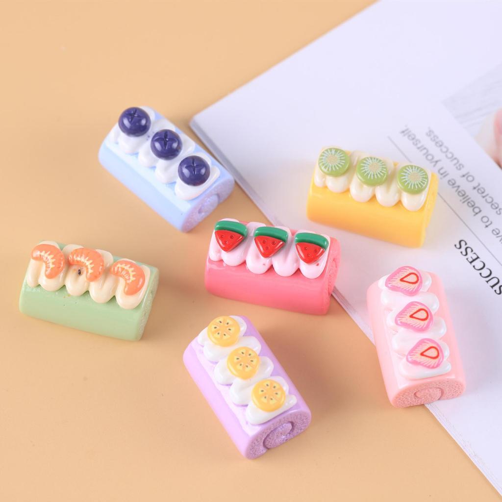 DIY Cream Glue Keychain Pendant: Handmade Resin Cake Roll Simulation Accessory