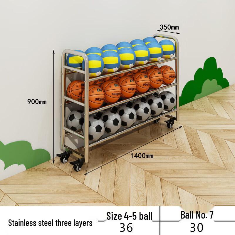 JINGGENG Stainless Steel Mobile Sports Ball Storage Rack