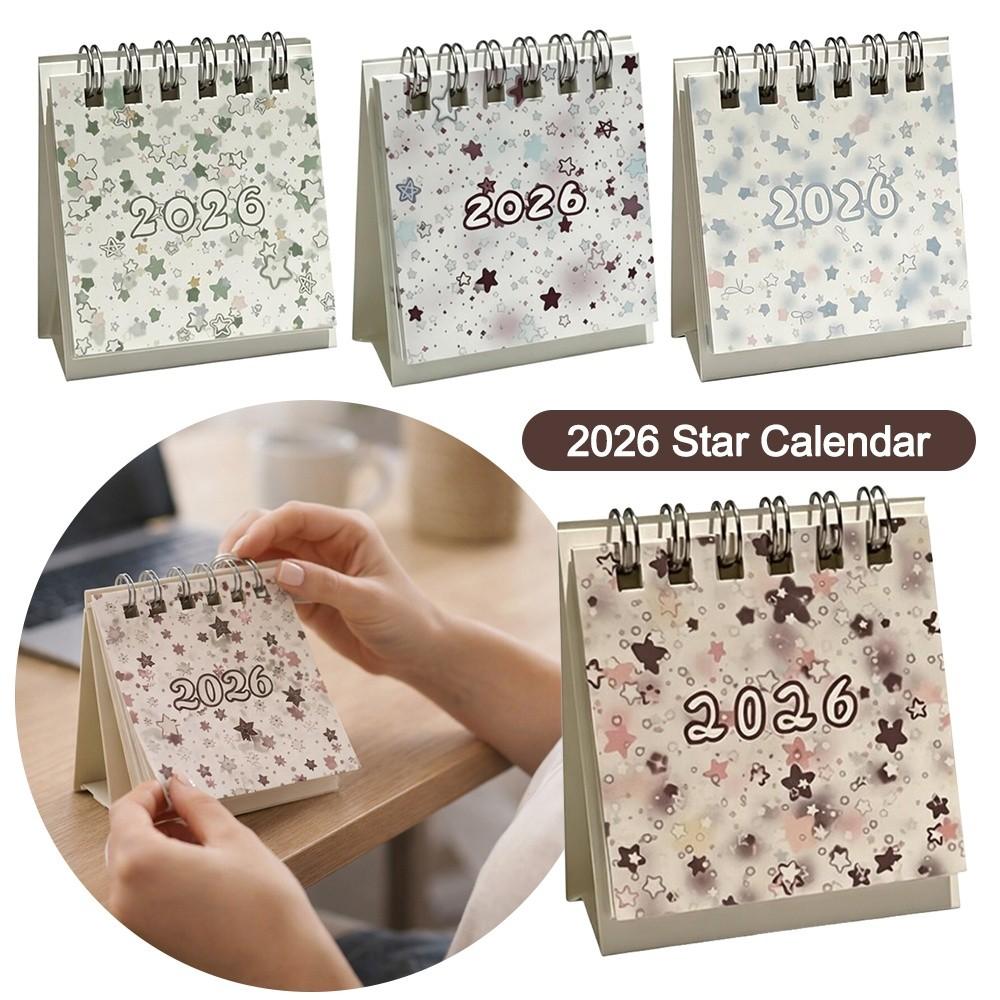 Stars 2026 Desk Calendar Coil Binding Standing Calendar Cute Schedule Planner Desktop Decoration