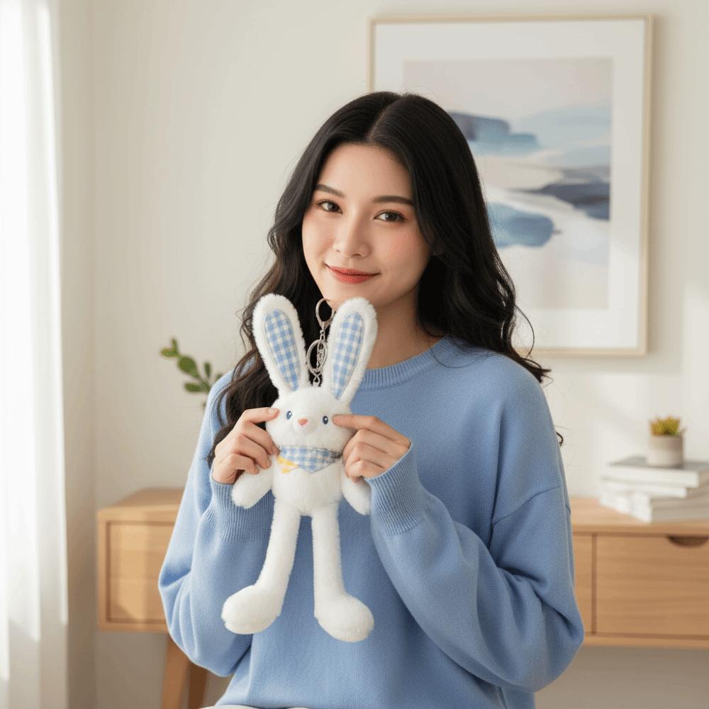 Creative Design Plush Rabbit Pendant Soft Stuffed Schoolbag Pendant Christmas Gift