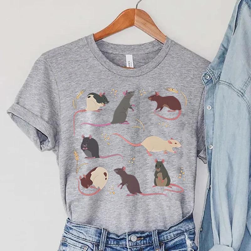 Rat Tshirts Unisex Harajuku Animal Tops Summer Casual Fashion Tshirts Vintage Paddy Print Unisexs Clothing Rat Female Tshirts