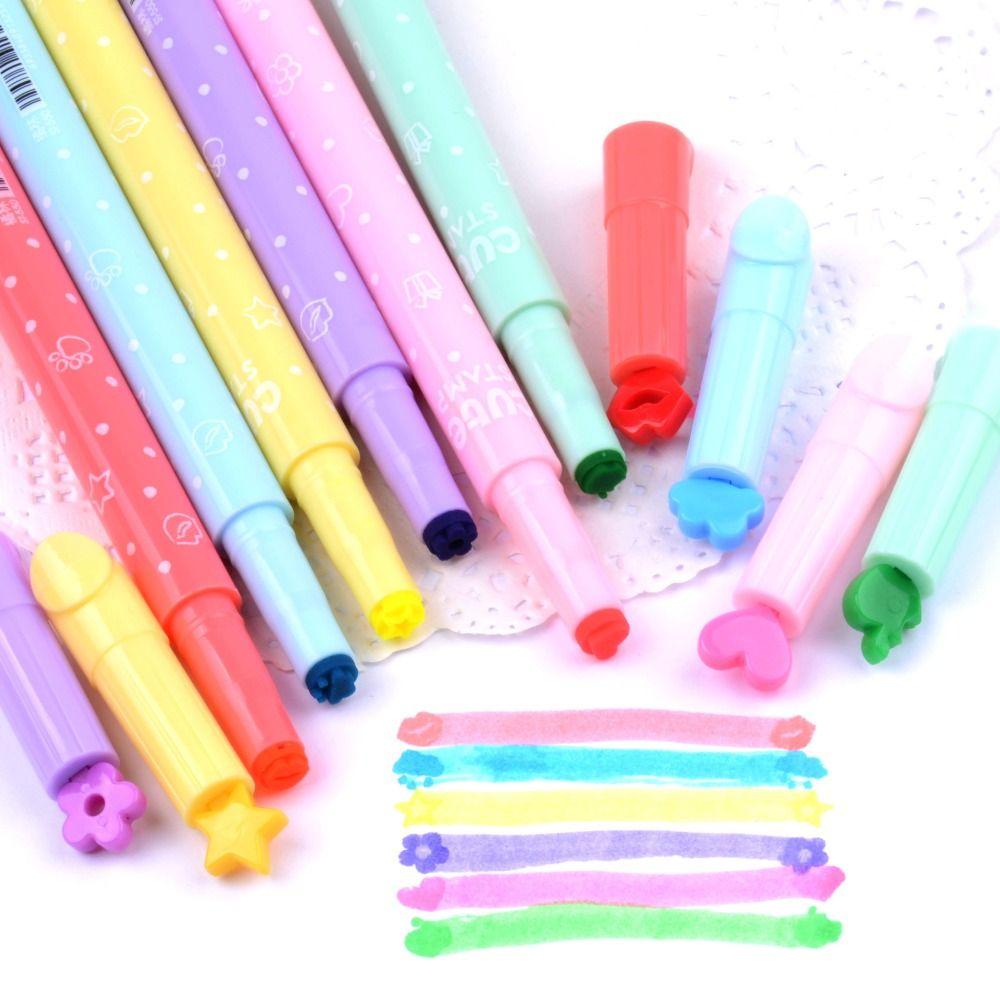 Пластиковые текстовыделители Ручка Пастельный цвет Хайлайтер Милый штамп