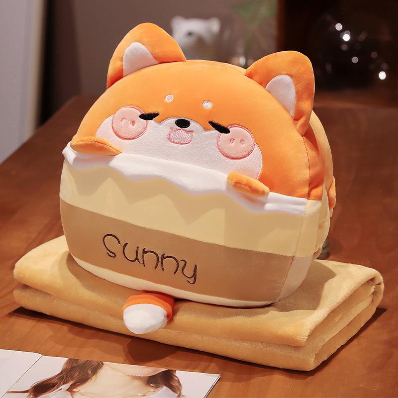 Подушка-одеяло 3 в 1 с рисунком: Грелка для рук, поддержка талии и одеяло для сна в офисе или на диване