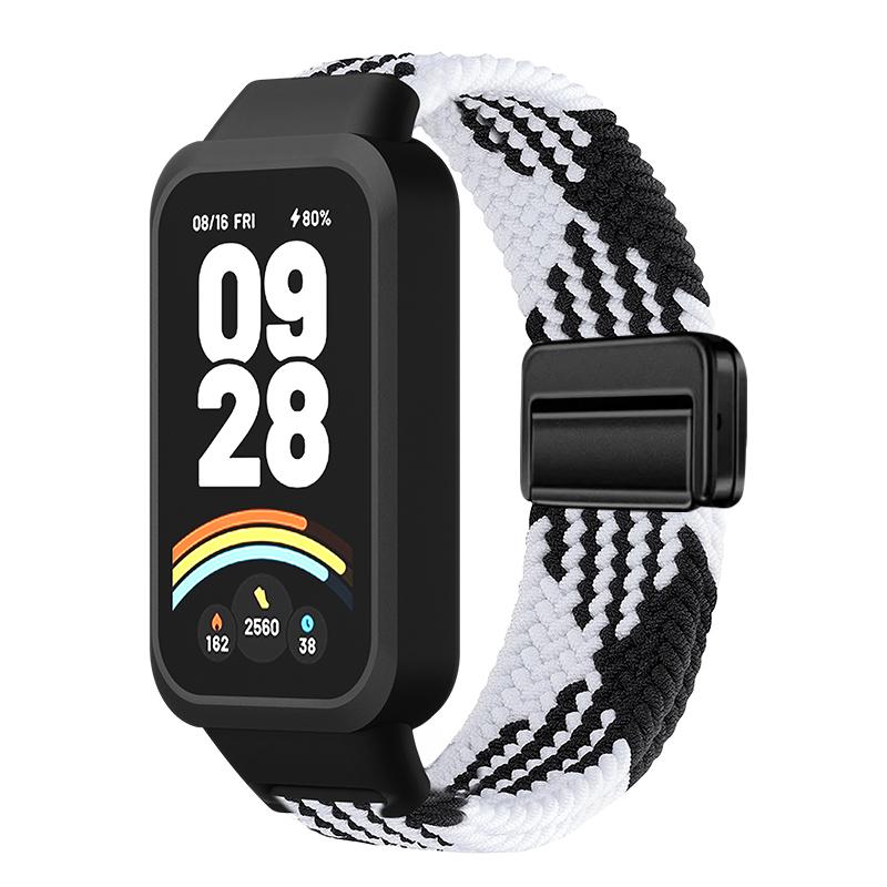 Плетеный ремешок+Чехол из ПК для Xiaomi mi band 9 8 active аксессуары спортивный магнитный Нейлоновый браслет correa+Чехол для Redmi band 3 2