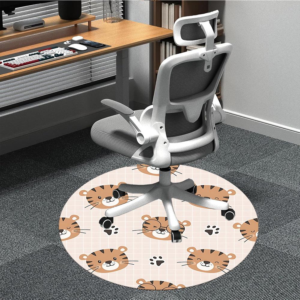 1pc Tiger Prints Office Round Area Rug, Indoor Mat Suitable For Office, Under Office Chairs Bedroom Living Room Home Decor, Room Deco