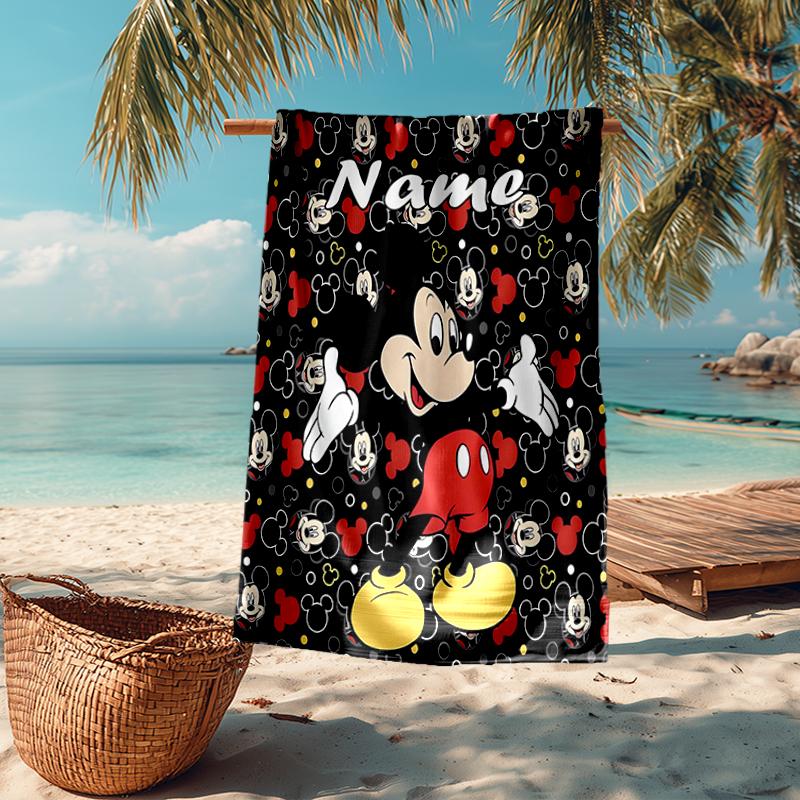 Custom Name Ultra-Soft Beach Towel with Mickey Theme,Ideal for Pool - Camping, Diving - Perfect Travel Essential, Vibrant Beach Towel.