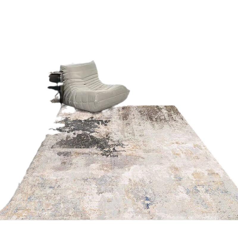 Простой Легкий Роскошный Утолщенный Ковер из Кристального Бархата, Коврик для Пола под Кофейный Столик в Гостиную Спальню, Ковер с Синими Абстрактными Чернилами