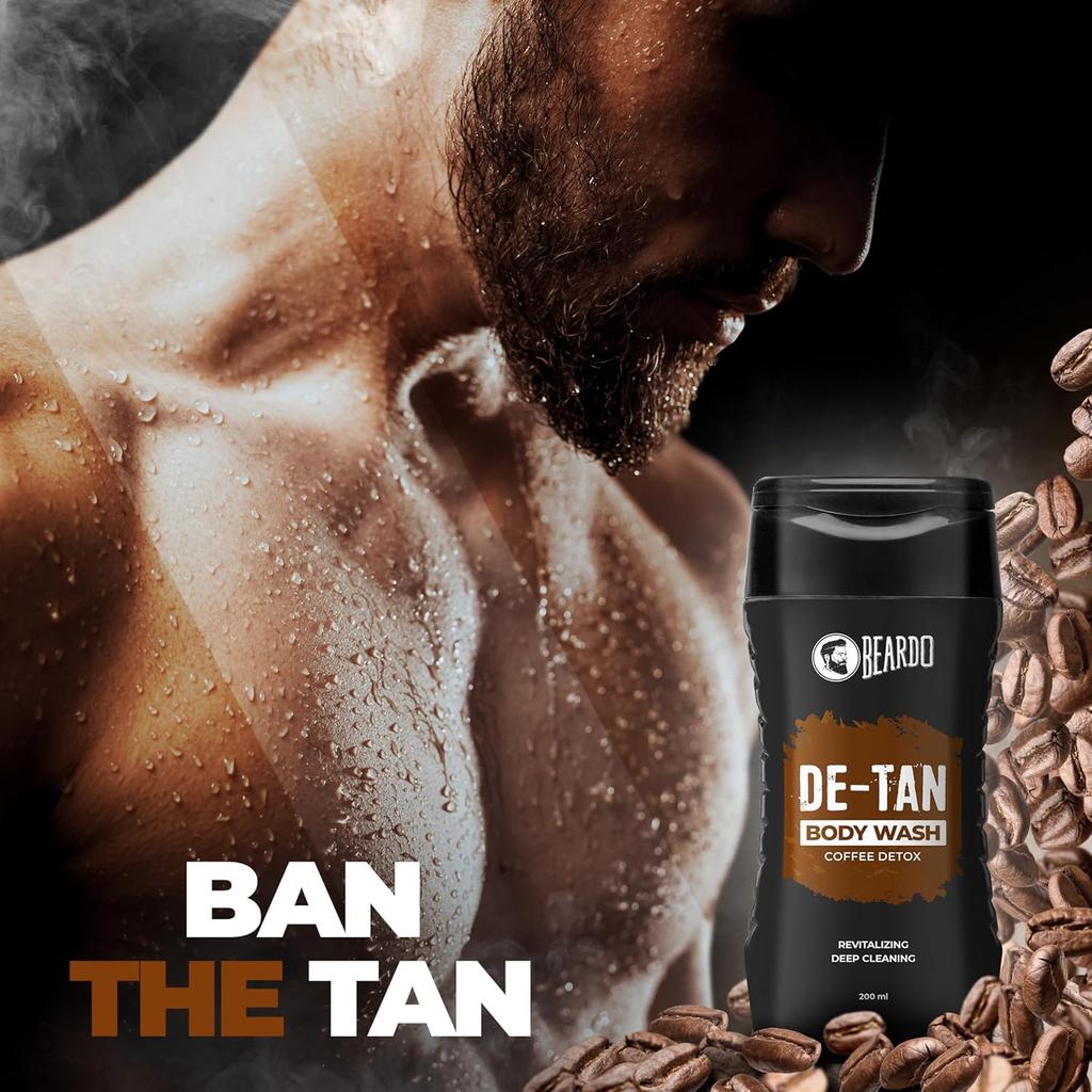 Beardo De-Tan Body Wash for Men 200ml Pack of 2 | Coffee & Aloe Extracts | Refreshing Daily Shower Gel