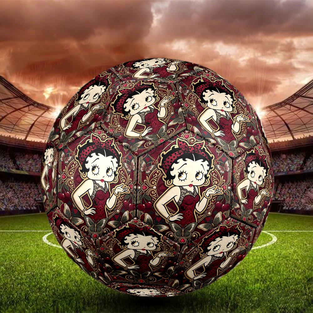 Betty Boop Print Size 5 Soccer Ball, Standard Match Football for Sports Game and Team Practice, Ideal Gift for Soccer Fans