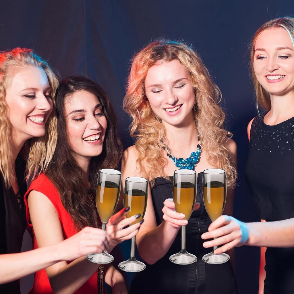 40 шт. Шампанские бокалы 6 унций оптом, Полупрозрачные черные акриловые бокалы для вина на высокой ножке для свадьбы, дня рождения, рождественской вечеринки