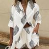 Two Piece Short Sets Women Summer Casual Print Short Sleeve Shirts 2 Piece Set Shorts Fashion Loose Office Shirts Suit Outfites